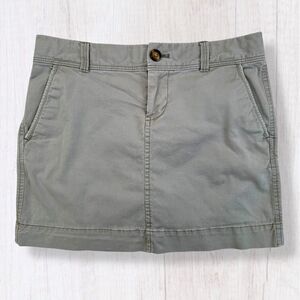 Vintage Y2K Old Navy Perfect Mini Skirt Gray Khaki Cotton Denim Women's Size 0